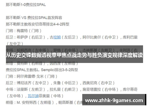 从历史交锋数据透视意甲焦点战走势与胜负演变规律深度解读 从历史交锋数据透视意甲焦点战走势与胜负演变规律深度解读